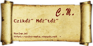 Czikó Máté névjegykártya